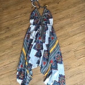 Hi Lo printed halter dress